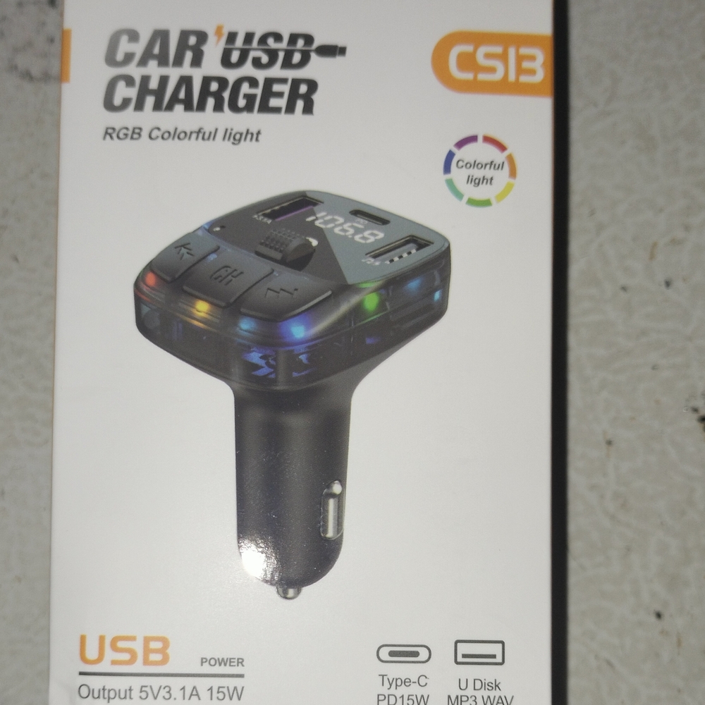 Car Bluetooth USB Charger with Colorful Light